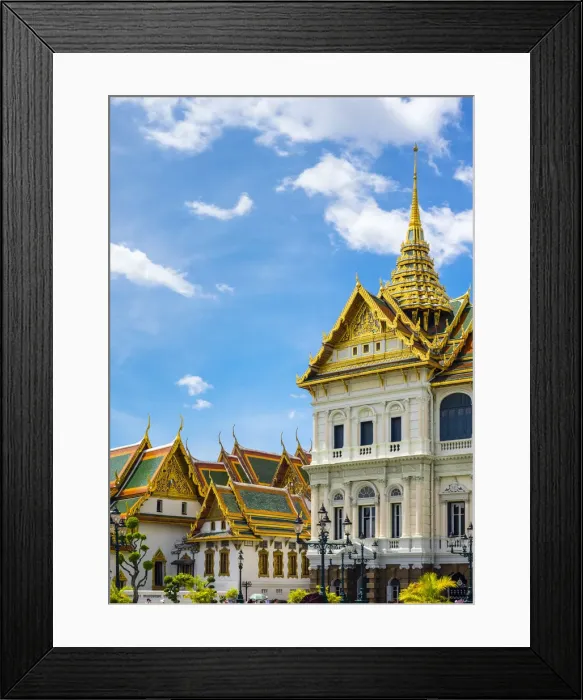 Framed Print : Phra Thinang Chakri Maha Prasat throne hall and rooftops of the Phra Maha Monthien group Framed Print : Phra Thinang Chakri Maha Prasat throne hall and rooftops of the Phra Maha Monthien group