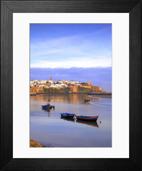 Framed Print : Harbour and Fishing Boats with Oudaia Kasbah and Coastline in Background, Rabat, Morocco Framed Print : Harbour and Fishing Boats with Oudaia Kasbah and Coastline in Background, Rabat, Morocco