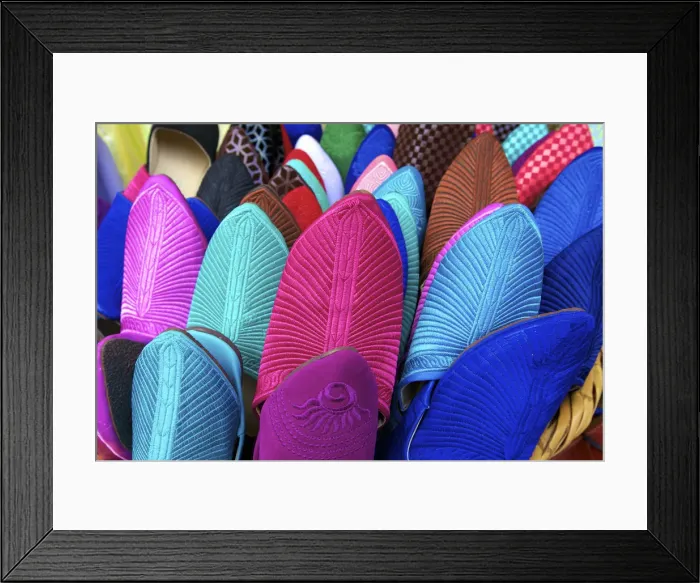 Framed Print : Moroccan Slipper Shop, The Medina, Rabat, Morocco, North Africa Framed Print : Moroccan Slipper Shop, The Medina, Rabat, Morocco, North Africa
