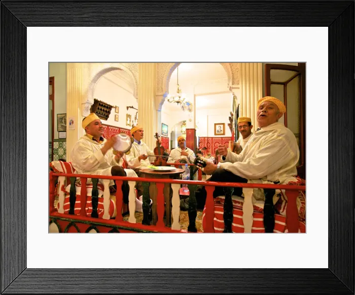 Framed Print : Traditional Moroccan Musicians Performing in a Restaurant, Tangier, Morocco, North Africa Framed Print : Traditional Moroccan Musicians Performing in a Restaurant, Tangier, Morocco, North Africa