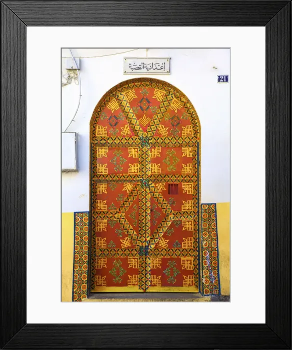 Framed Print : Traditional Moroccan Decorative Door, Tangier, Morocco, North Africa Framed Print : Traditional Moroccan Decorative Door, Tangier, Morocco, North Africa