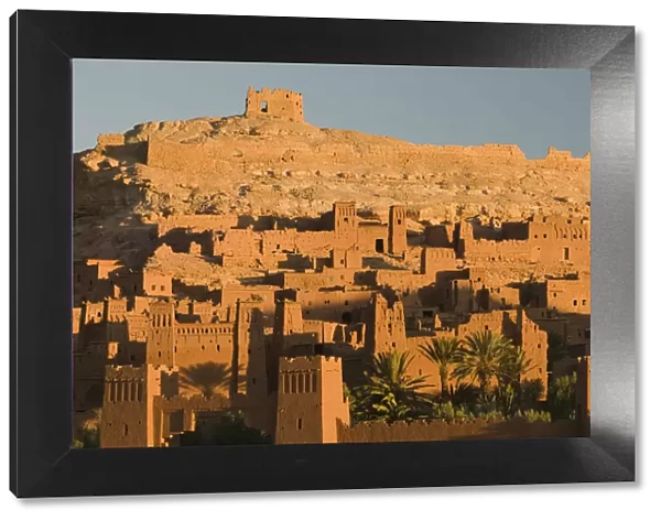 Morocco, South of the High Atlas, Ait Benhaddpu, Dawn Light on the Kasbah  /  Site of