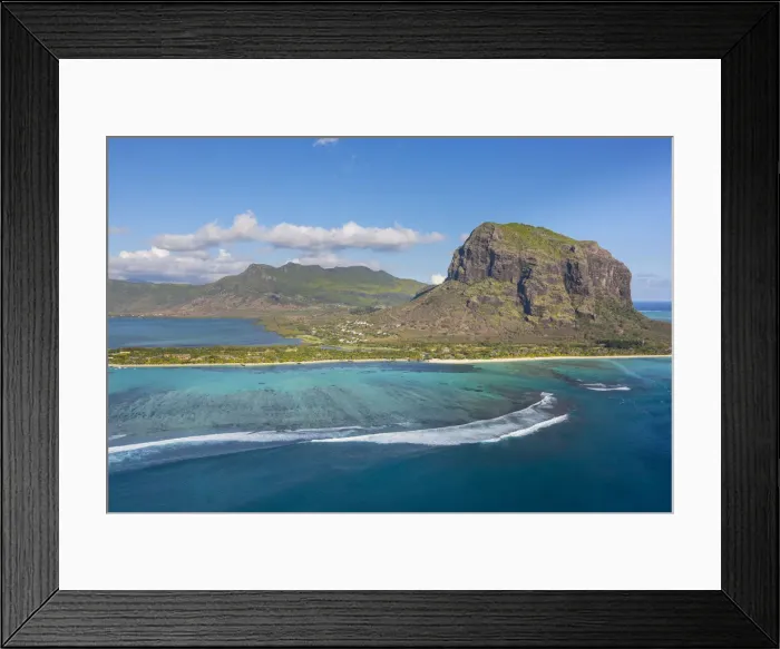 Framed Print : Aerial view over Le Morne Brabant Peninsula, Black River (Riviere Noire), West Coast Framed Print : Aerial view over Le Morne Brabant Peninsula, Black River (Riviere Noire), West Coast
