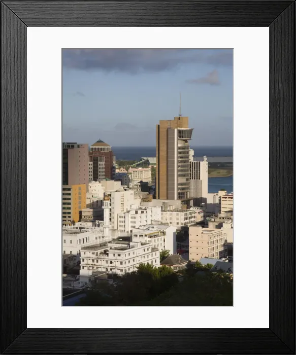 Framed Print : Mauritius, Port Louis, city view from Fort Adelaide, dawn