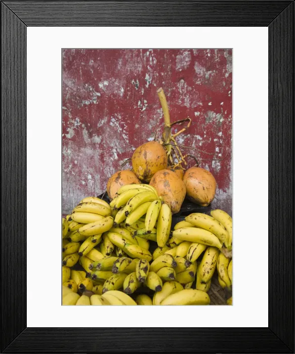 Framed Print : Mauritius, Port Louis, Central Market, coconuts and bananas Framed Print : Mauritius, Port Louis, Central Market, coconuts and bananas