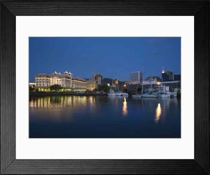 Framed Print : Mauritius, Port Louis, Caudan Waterfront, evening Framed Print : Mauritius, Port Louis, Caudan Waterfront, evening