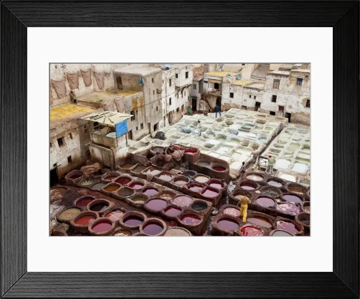 Framed Print : Medieval traditional tanneries of Fez Morocco
