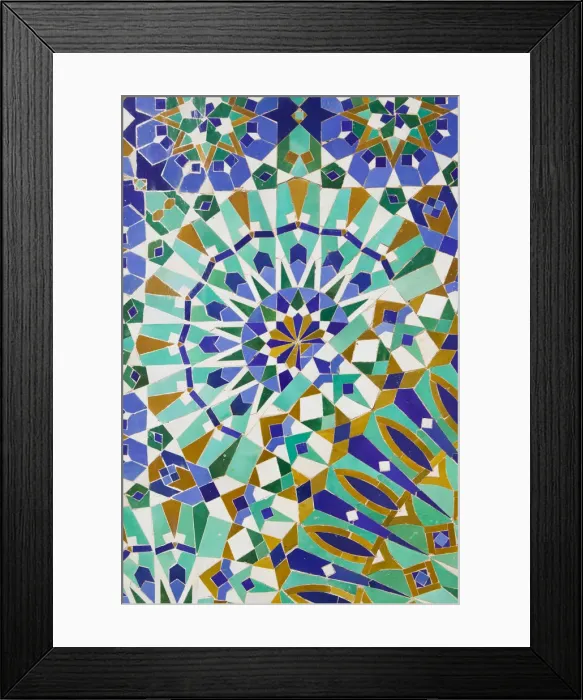 Framed Print : Morocco, Atlantic Coast, Casablanca Hassan II Mosque- Tile Detail Framed Print : Morocco, Atlantic Coast, Casablanca Hassan II Mosque- Tile Detail