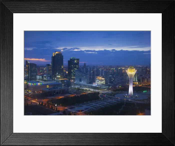 Framed Print : Kazakhstan, Astana, View of City Center looking towards the Bayterek Tower