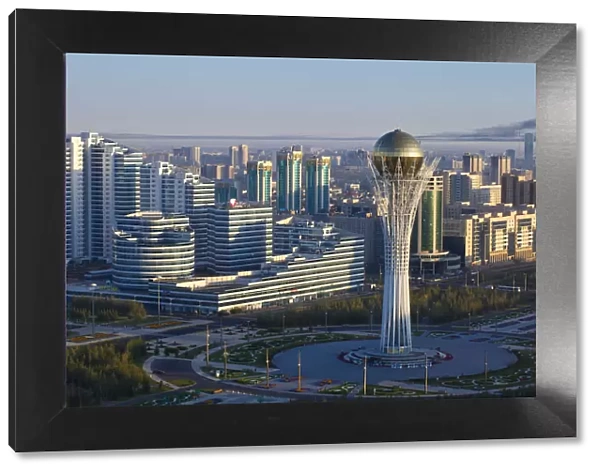 Kazakhstan, Astana, View of City Center looking towards the Bayterek Tower