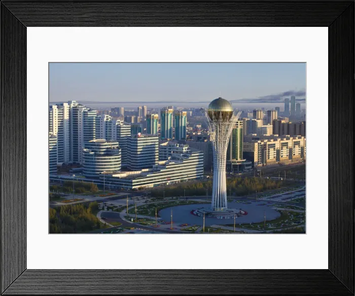Framed Print : Kazakhstan, Astana, View of City Center looking towards the Bayterek Tower