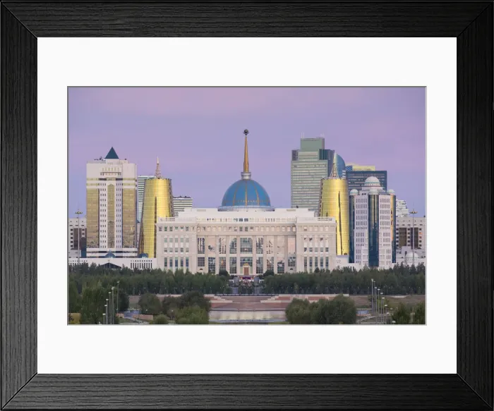 Framed Print : Central Asia, Kazakhstan, Astana, City Skyline and Ak Orda Presidential Palace of Framed Print : Central Asia, Kazakhstan, Astana, City Skyline and Ak Orda Presidential Palace of