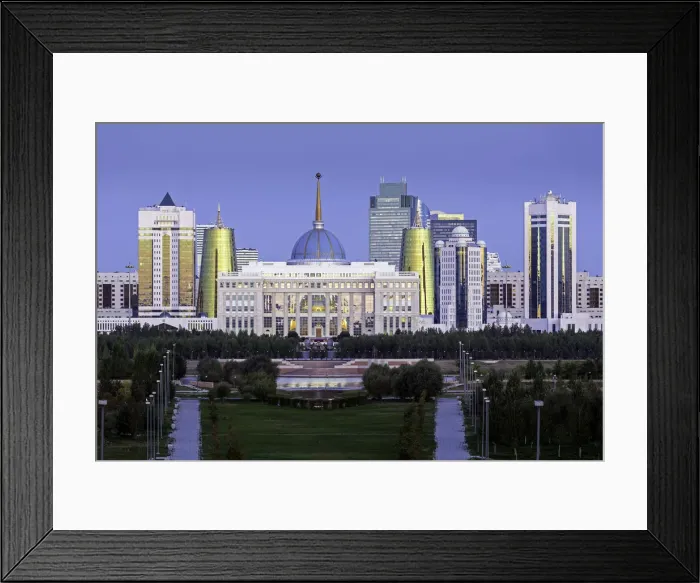 Framed Print : Central Asia, Kazakhstan, Astana, City Skyline and Ak Orda Presidential Palace of Framed Print : Central Asia, Kazakhstan, Astana, City Skyline and Ak Orda Presidential Palace of