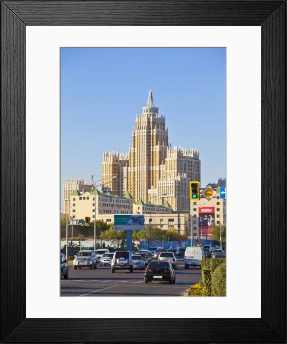 Framed Print : Kazakhstan, Astana, Traffic on road by Triumph of Astana - a 480-apartment housing estate