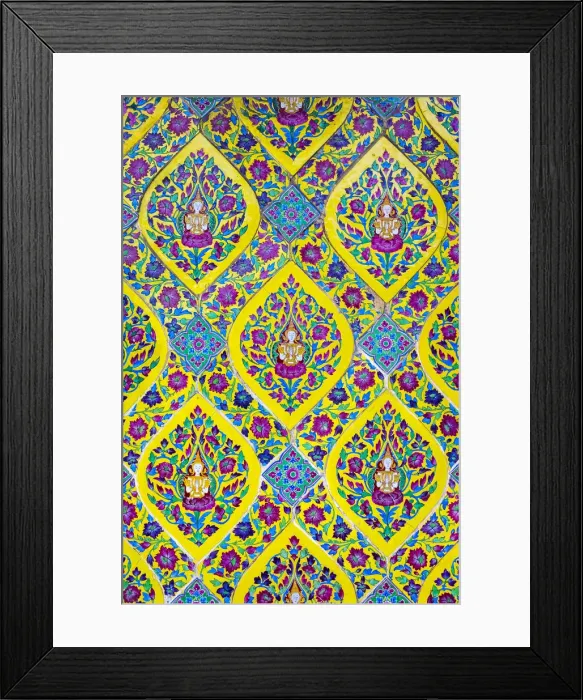Framed Print : Ornate painted ceramic tiles, Wat Ratchabopit Sathitmahasimaram Ratchaworawihan buddhist Framed Print : Ornate painted ceramic tiles, Wat Ratchabopit Sathitmahasimaram Ratchaworawihan buddhist