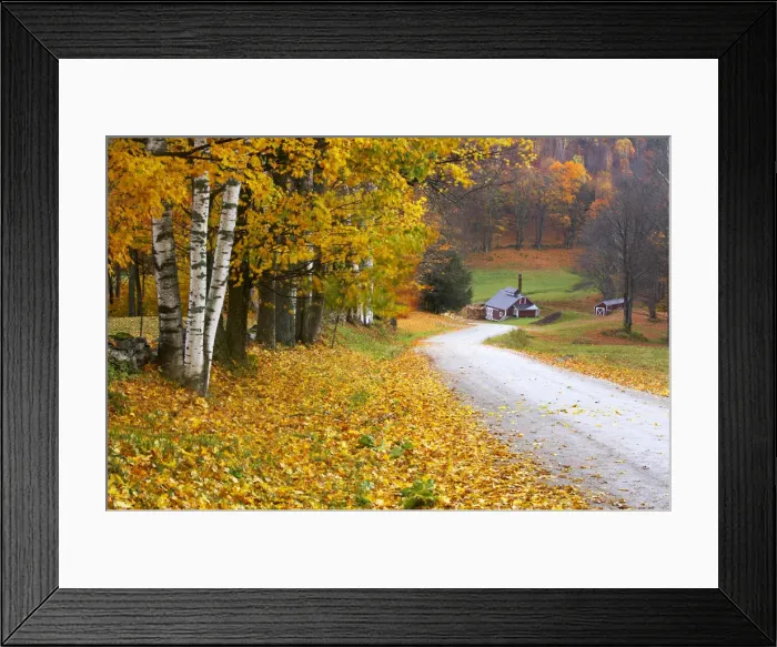 Framed Print : Country Lane Leading to The Sugar Mill, near Woodstock, Vermont, USA Framed Print : Country Lane Leading to The Sugar Mill, near Woodstock, Vermont, USA