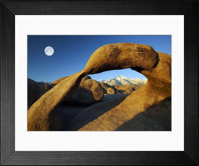 Framed Print : Full Moon over Alabama Arch, Alabama Hills, Lone Pine, California, USA