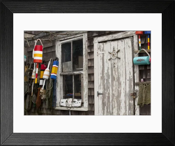 Framed Print : Lobster Bouys & Window, Rockport Harbor, Massachusetts, USA Framed Print : Lobster Bouys & Window, Rockport Harbor, Massachusetts, USA