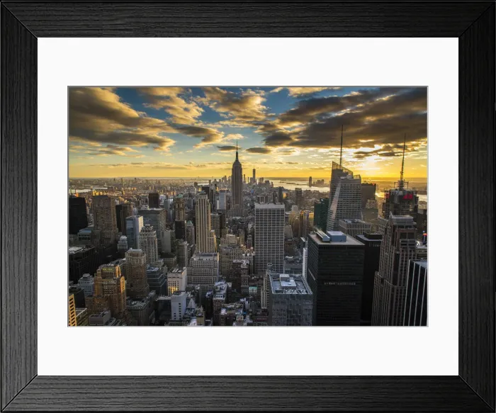 Framed Print : View over Midtown Manhattan skyline at sunset from the Top of the Rock, New York, USA Framed Print : View over Midtown Manhattan skyline at sunset from the Top of the Rock, New York, USA