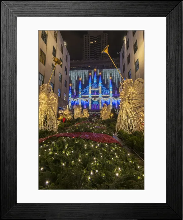 Framed Print : Christmas Angels and sparkling snowflakes at Rockefeller Center Channel Gardens with Framed Print : Christmas Angels and sparkling snowflakes at Rockefeller Center Channel Gardens with