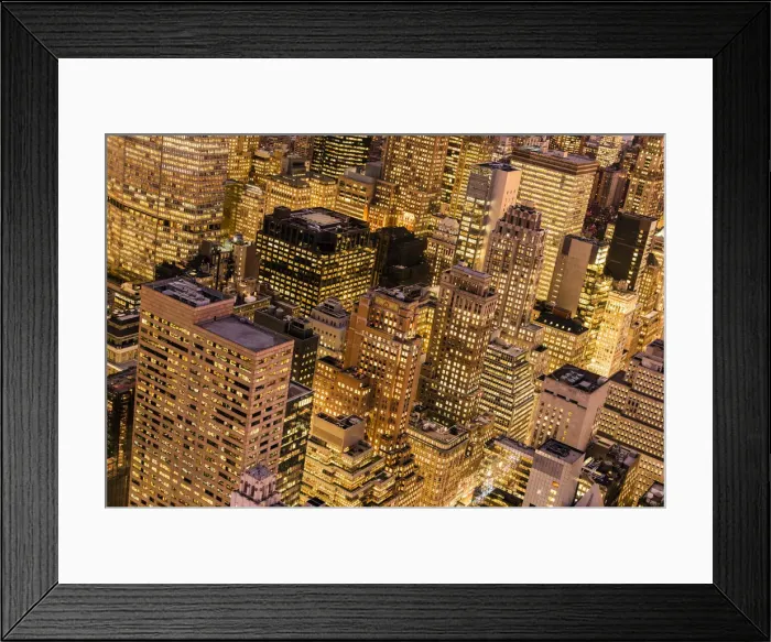 Framed Print : Top view by night of skyscrapers in Midtown Manhattan, New York, USA Framed Print : Top view by night of skyscrapers in Midtown Manhattan, New York, USA