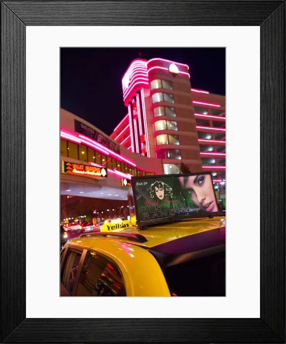Framed Print : USA, Nevada, Reno, cab at night Framed Print : USA, Nevada, Reno, cab at night
