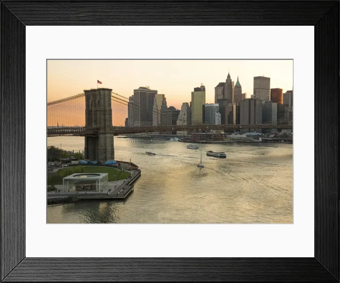 Framed Print : USA, New York, Manhattan, Lower Manhattan, Brooklyn Bridge & East River Framed Print : USA, New York, Manhattan, Lower Manhattan, Brooklyn Bridge & East River