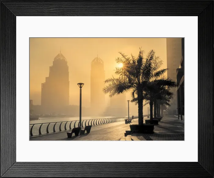 Framed Print : Asia, United Arab Emirates, Dubai, the Dubai Marina walk area at dawn Framed Print : Asia, United Arab Emirates, Dubai, the Dubai Marina walk area at dawn