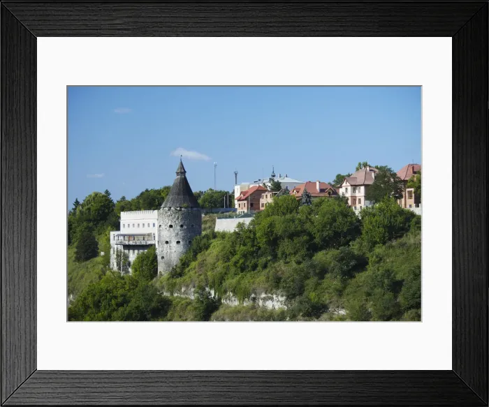 Framed Print : Buildings on edge of canyon surrounding Old Town, Kamyanets-Podilsky, Podillya, Ukraine Framed Print : Buildings on edge of canyon surrounding Old Town, Kamyanets-Podilsky, Podillya, Ukraine