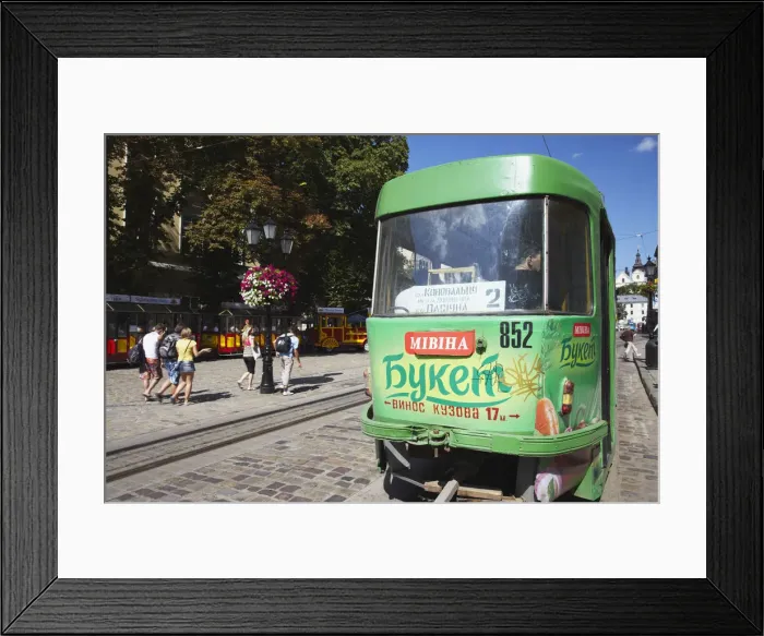 Framed Print : Tram in Market Square (Ploscha Rynok), Lviv, Ukraine