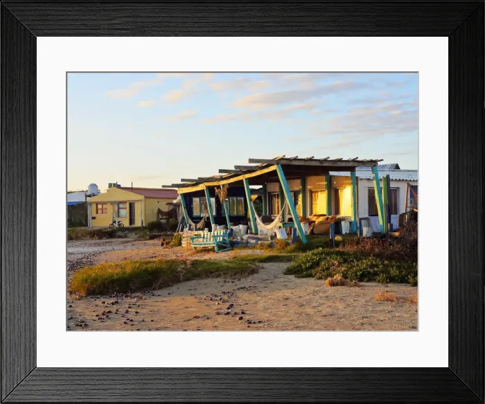 Framed Print : Uruguay, Rocha Department, Cabo Polonio, Bungalow on the beach at sunrise Framed Print : Uruguay, Rocha Department, Cabo Polonio, Bungalow on the beach at sunrise