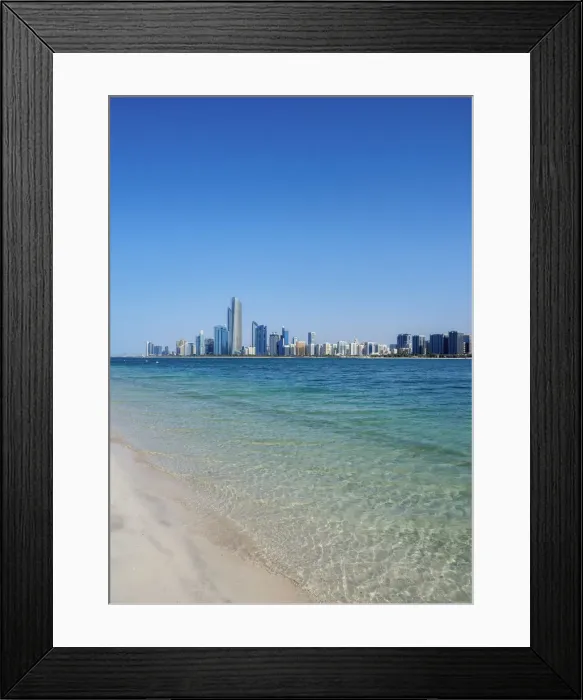 Framed Print : Marina Beach and City Center Skyline, Abu Dhabi, United Arab Emirates Framed Print : Marina Beach and City Center Skyline, Abu Dhabi, United Arab Emirates