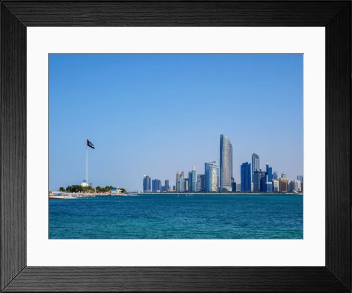 Framed Print : Skyline of the city center, Abu Dhabi, United Arab Emirates Framed Print : Skyline of the city center, Abu Dhabi, United Arab Emirates