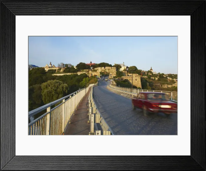 Framed Print : Car crossing bridge to Old Town, Kamyanets-Podilsky, Podillya, Ukraine Framed Print : Car crossing bridge to Old Town, Kamyanets-Podilsky, Podillya, Ukraine