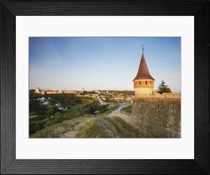 Framed Print : Tower of Old Castle with Old Town in background, Kamyanets-Podilsky, Podillya, Ukraine Framed Print : Tower of Old Castle with Old Town in background, Kamyanets-Podilsky, Podillya, Ukraine