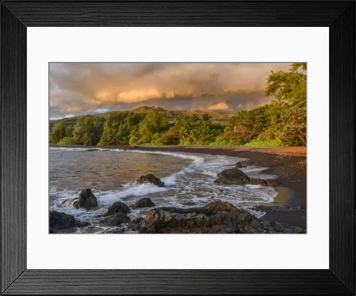 Framed Print : USA, Hawaii, Maui, Hana, Black sand beach near Hana Framed Print : USA, Hawaii, Maui, Hana, Black sand beach near Hana