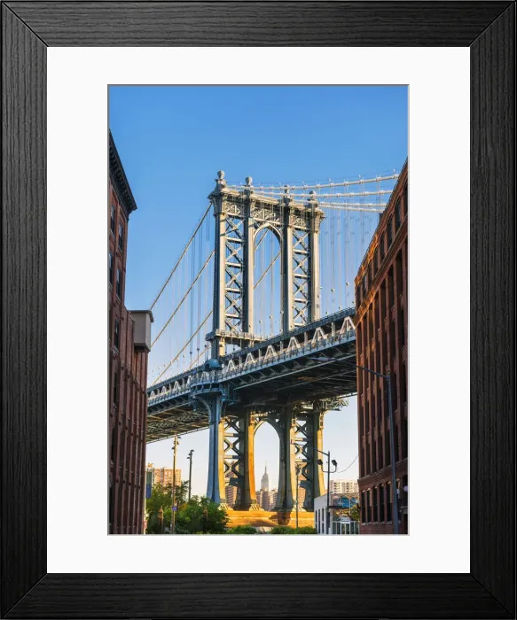 Framed Print : The Manhattan bridge with the Empire state building framed in the bridge, New York, USA Framed Print : The Manhattan bridge with the Empire state building framed in the bridge, New York, USA