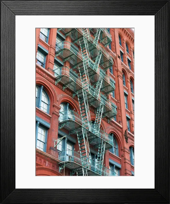 Framed Print : Fire escapes on buildings in Soho, New York, USA Framed Print : Fire escapes on buildings in Soho, New York, USA