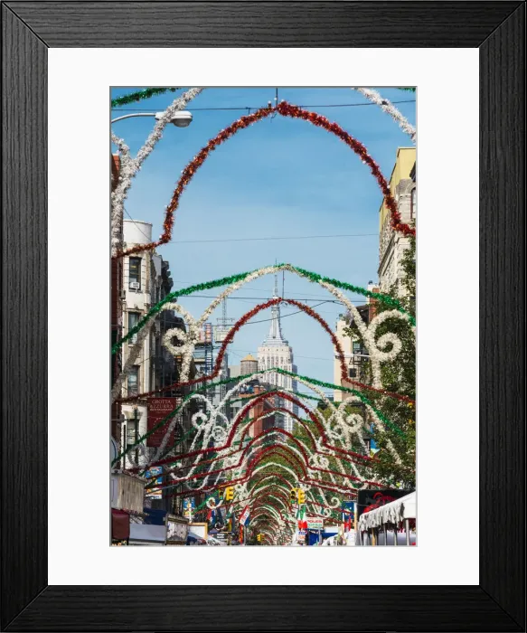 Framed Print : San Gennaro decorations in little italy, Manhattan, New York, USA Framed Print : San Gennaro decorations in little italy, Manhattan, New York, USA
