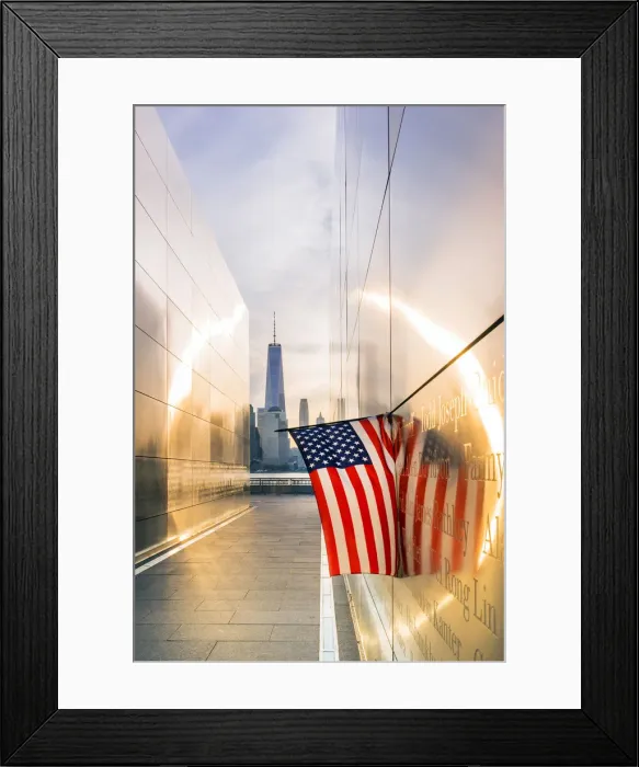 Framed Print : Empty skies 9 / 11 memorial in Libery state park, New York, USA Framed Print : Empty skies 9 / 11 memorial in Libery state park, New York, USA