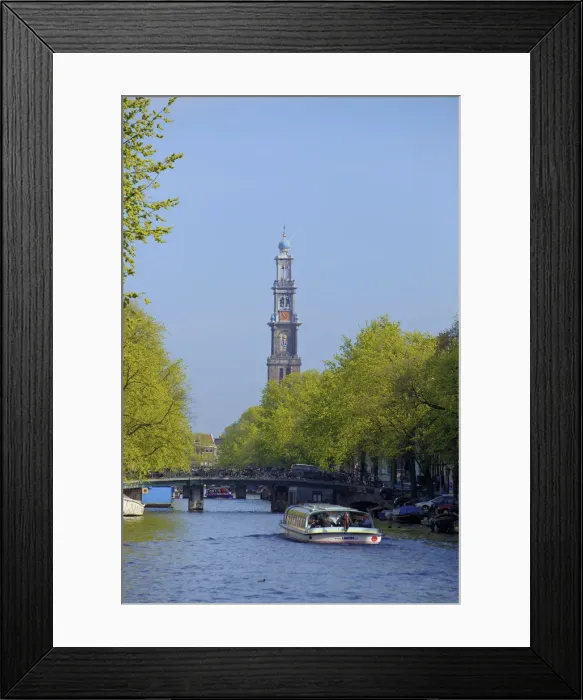 Framed Print : Westerkerk Tower and Prinsengracht Canal, Amsterdam, Netherlands