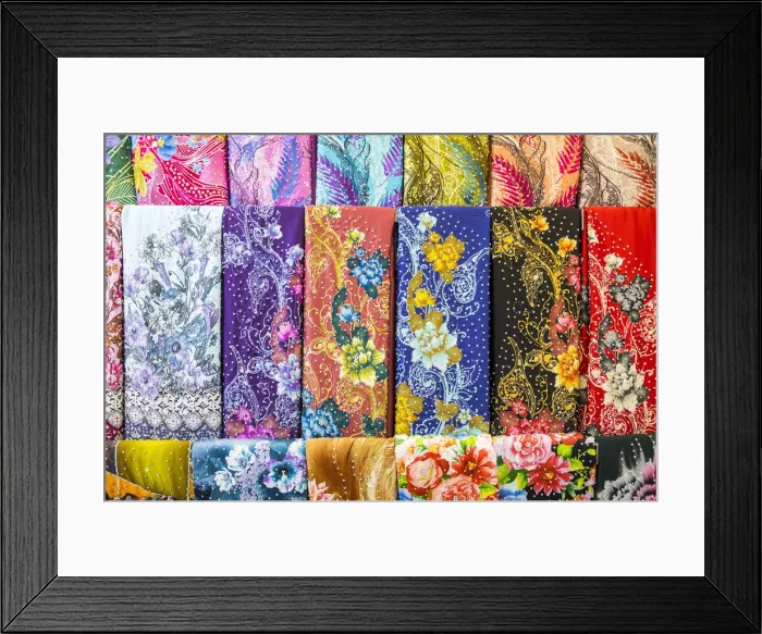 Framed Print : Colourful cotton fabric in shop, Little India, Kuala Lumpur, Malaysia