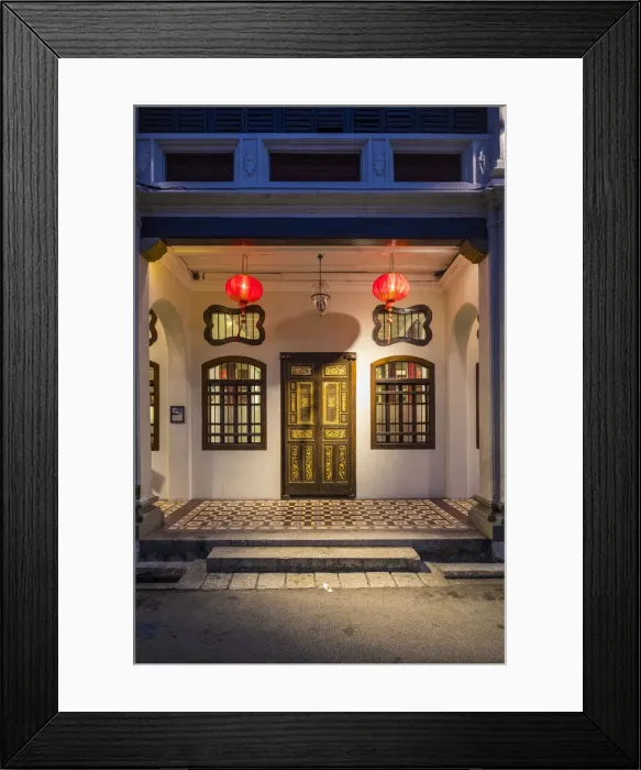 Framed Print : Traditional 19th century shophouse, George Town, Penang Island, Malaysia Framed Print : Traditional 19th century shophouse, George Town, Penang Island, Malaysia