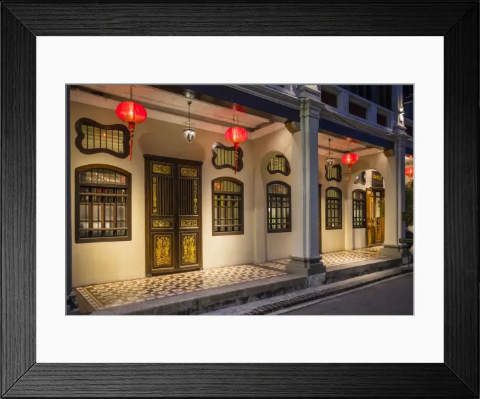Framed Print : Traditional 19th century shophouse, George Town, Penang Island, Malaysia Framed Print : Traditional 19th century shophouse, George Town, Penang Island, Malaysia