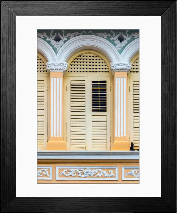 Framed Print : Malaysia, Penang, Georgetown, Shuttered Windows Framed Print : Malaysia, Penang, Georgetown, Shuttered Windows