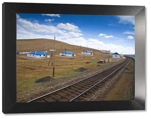 Mongolia, Ulaanbaatar, Trans Mongoian railway - approaching Ulaanbaatar