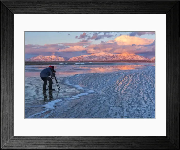 Framed Print : USA, Utah, Antelope Island State Park, Photographer on the Great Salt lake Framed Print : USA, Utah, Antelope Island State Park, Photographer on the Great Salt lake