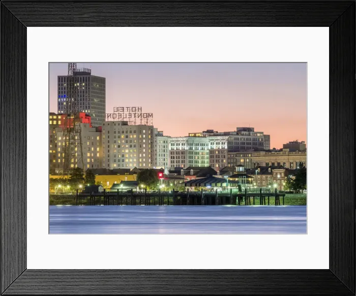 Framed Print : United States, Louisiana, New Orleans. View of downtown New Orleans skyline from across