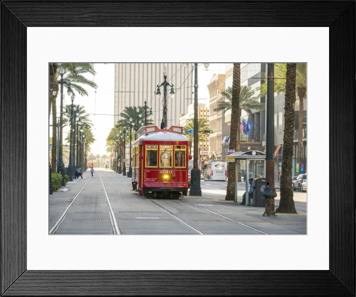Framed Print : United States, Louisiana, New Orleans. Canal Street streetcar line in the French Quarter