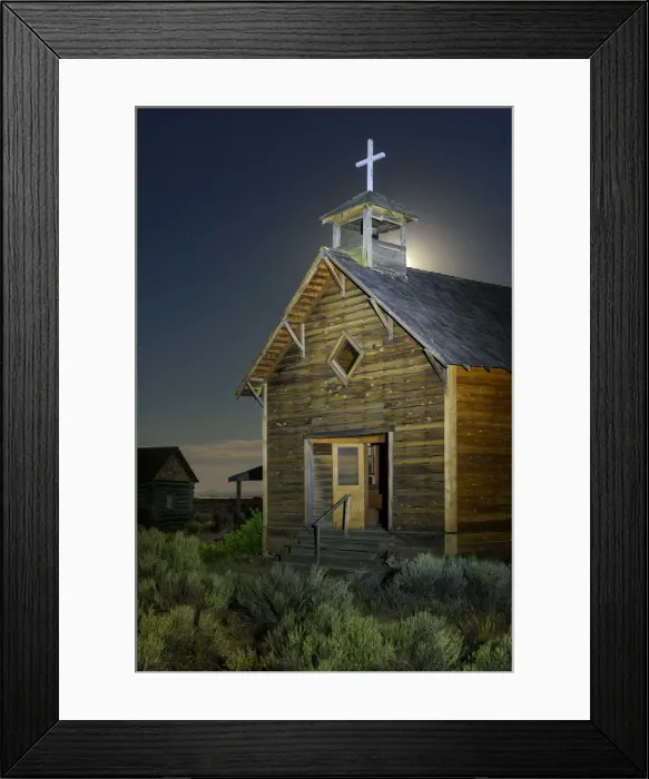 Framed Print : USA, Oregon, Fort Rock, Old Church at the Homstead Museum Framed Print : USA, Oregon, Fort Rock, Old Church at the Homstead Museum